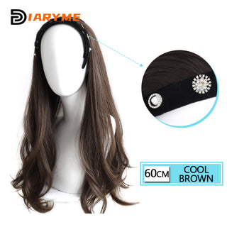 DM Headband Wig Synthetic Long Wavy Hair Wigs With Headband Cosplay Wig Female Natural Heat Resistant Half Hair Wig For Women ALODIA STORE