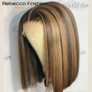 Ginger Short Bob Lace Front Wigs 100% Human Hair Wigs Bob Lace Wigs For Women Blonde Orange Straight Brazilian Hair Closure Wig ALODIA STORE