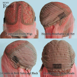 Pink Bob Short Cut Wigs Blonde Straight Lace Front Human Hair Wigs 180D Transparent Lace Pre Plucked Brazilian Bob Lace Wigs ALODIA STORE