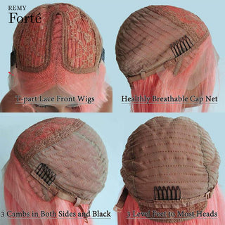 Pink Bob Short Cut Wigs Blonde Straight Lace Front Human Hair Wigs 180D Transparent Lace Pre Plucked Brazilian Bob Lace Wigs ALODIA STORE