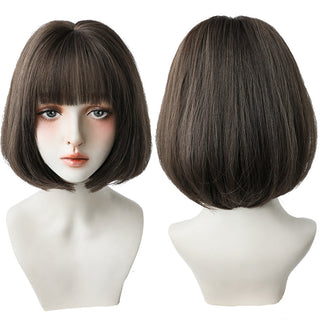 7JHH WIGS Short Bob Straight Ombre Blonde Wigs With Bang For Girl Black Female Synthetic Shoulder Length Crochet Hair Ginger Wig ALODIA STORE