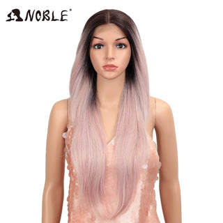 Noble Hair Synthetic Lace Front Wig Long straight 28 Inch Lace Wig Ombre Blonde Wig Heat Resistant Wigs For Women Lace Front Wig ALODIA STORE