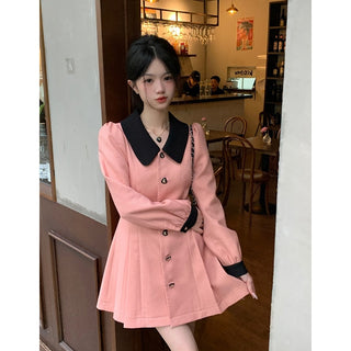 Elegant Women Dress Long Sleeve Office Ladies Polo Collar ALODIA STORE