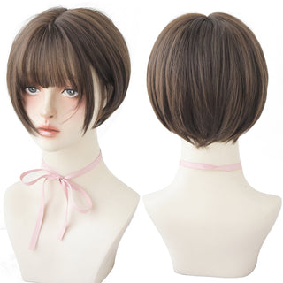 7JHH WIGS Short Bob Straight Ombre Blonde Wigs With Bang For Girl Black Female Synthetic Shoulder Length Crochet Hair Ginger Wig ALODIA STORE