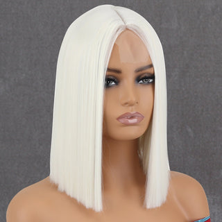 WERD Short Orange Wig Middle Part Blonde Lady Bob Hair Synthetic Heat Resistant Wig Cosplay Wig ALODIA STORE