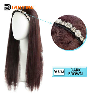 DM Headband Wig Synthetic Long Wavy Hair Wigs With Headband Cosplay Wig Female Natural Heat Resistant Half Hair Wig For Women ALODIA STORE