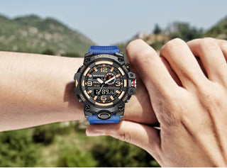 SMAEL Men Sport Watches Dual Time Digital Watch Quartz 50m Waterproof Watch Led Military Watch Sport 8035 Men Watches Wristwatch ALODIA STORE