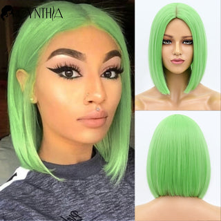 Short Bob Wig Synthetic Wigs For Women Black Ombre Red Blonde Pink Lolita Cosplay Party Natural Hair Heat Resistant Perruque Bob ALODIA STORE