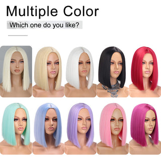 AISI HAIR Synthetic Ombre Orange Wig Short Straight Middle Part Bob Wig for Women Natural Yellow/Red Wigs Heat Resistant Fiber ALODIA STORE