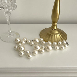 Bead Pearls Necklace Collarbone Chain Women's Elegant Pendant Necklace Bride Jewelry ALODIA STORE