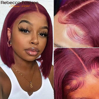 Ginger Short Bob Lace Front Wigs 100% Human Hair Wigs Bob Lace Wigs For Women Blonde Orange Straight Brazilian Hair Closure Wig ALODIA STORE