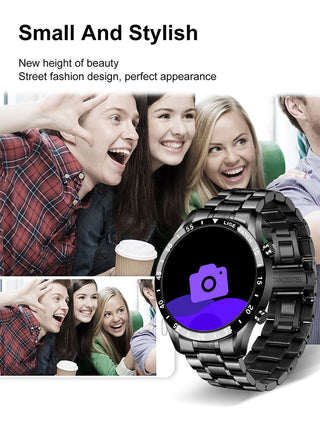 LIGE 2022 Full Circle Touch Screen Steel Band Luxury Bluetooth Call Men Smart Watch Waterproof Sport Activity Fitness Watch+Box ALODIA STORE