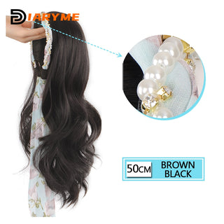 DM Headband Wig Synthetic Long Wavy Hair Wigs With Headband Cosplay Wig Female Natural Heat Resistant Half Hair Wig For Women ALODIA STORE