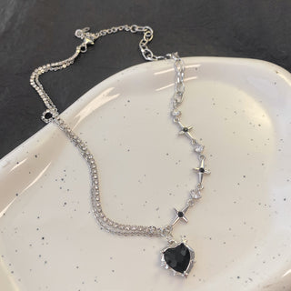 Y2K Accessories Fashion Peach Heart Water Drop Pendant Necklace Pink Crystal Egirl Sweet Cool Clavicle Chain Aesthetic Jewelry ALODIA STORE