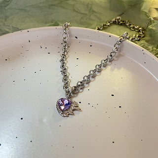 Y2K Accessories Fashion Peach Heart Water Drop Pendant Necklace Pink Crystal Egirl Sweet Cool Clavicle Chain Aesthetic Jewelry ALODIA STORE
