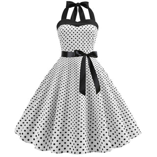 Women Red Cherry Party Dress Vintage 50s Rockabilly Hepburn Dress 2023 Elegant Summer Strapless Swing Retro Halter Pin up Dress ALODIA STORE