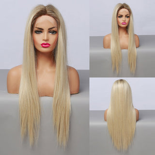 EASIHAIR Straight Blonde Lace Front Synthetic Wigs with Baby Hair Long Women's Lace Wigs High Density Natural Wig Heat Resistant ALODIA STORE