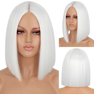 AISI HAIR Synthetic Ombre Orange Wig Short Straight Middle Part Bob Wig for Women Natural Yellow/Red Wigs Heat Resistant Fiber ALODIA STORE