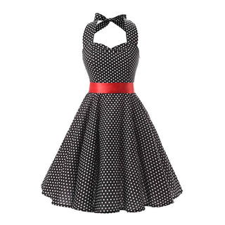 Women Red Cherry Party Dress Vintage 50s Rockabilly Hepburn Dress 2023 Elegant Summer Strapless Swing Retro Halter Pin up Dress ALODIA STORE