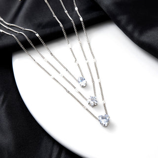 Crystal Zircon Heart Star Charm Layered Pendant Necklace Set for Women Charms Fashion Square Rhinestone Female Vintage Jewelry ALODIA STORE
