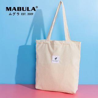 MABULA High Quality Casual Corduroy Tote Bag Environmental Soft  Shopping Bags Autumn Foldable Storage Grocery Handbag for Women ALODIA STORE