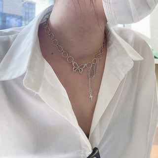 Kpop Vintage Harajuku Goth Metal Heart Neck Chains Choker Grunge Necklaces For Women Egirl Cosplay Aesthetic Accessories Jewelry ALODIA STORE