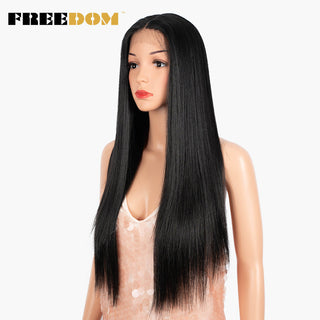 FREEDOM Synthetic Lace Wig 28 Inch Long Straight Hair Wigs Soft Red Orange Blonde Lace Front Wigs For Black Women Cosplay Wigs ALODIA STORE