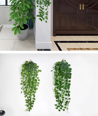 90CM Artificial Green Plant Hanging Ivy Leaf Seaweed Radish Artificial Flower Grapevine Home Garden Wall Fence Party Decoration ALODIA STORE