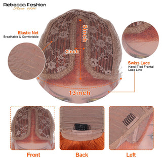 Ginger Short Bob Lace Front Wigs 100% Human Hair Wigs Bob Lace Wigs For Women Blonde Orange Straight Brazilian Hair Closure Wig ALODIA STORE