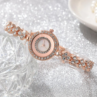 6PCS Set Luxury Watch Women Ring Necklace Earrings Rhinestone Fashion Wristwatch Female Casual Ladies Watches Bracelet Set Clock ALODIA STORE