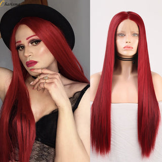Charisma Blonde Wig Synthetic Lace Front Wig for Women Long Silky Straight Hair Natural Hairline Side Part Cosplay Wigs ALODIA STORE
