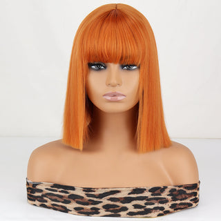 WERD Short Straight Bob Wigs for Women Synthetic wig with bangsPink Lolita Wigs Black  Blue Red Cosplay Wig ALODIA STORE
