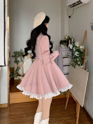 Warm Winter Pink Sweet Elegant Dress ALODIA STORE