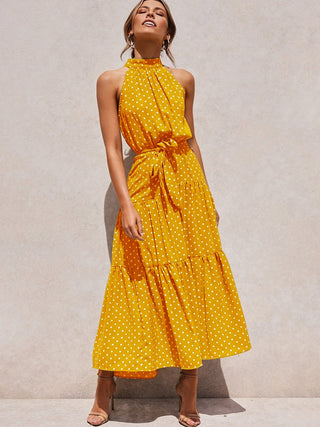 Summer Long Dress Polka Dot Casual Dresses Black Sexy Halter Strapless New 2023 ALODIA STORE