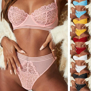 Pink Bras and Panties Sets Lace Underwear Women Sexy Push Up Lingerie and Panty Nightie Clothes Female High Waist Lingere ALODIA STORE
