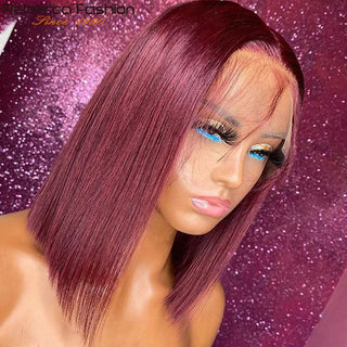 Ginger Short Bob Lace Front Wigs 100% Human Hair Wigs Bob Lace Wigs For Women Blonde Orange Straight Brazilian Hair Closure Wig ALODIA STORE