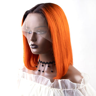 Pink Bob Short Cut Wigs Blonde Straight Lace Front Human Hair Wigs 180D Transparent Lace Pre Plucked Brazilian Bob Lace Wigs ALODIA STORE