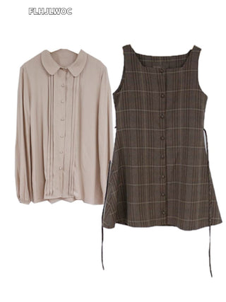 Plaid Button Shirt Dress ALODIA STORE