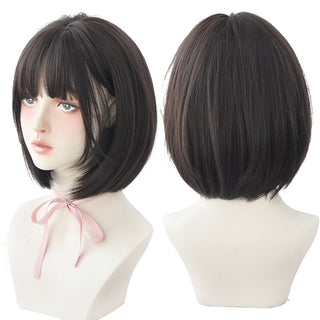 7JHH WIGS Short Bob Straight Ombre Blonde Wigs With Bang For Girl Black Female Synthetic Shoulder Length Crochet Hair Ginger Wig ALODIA STORE