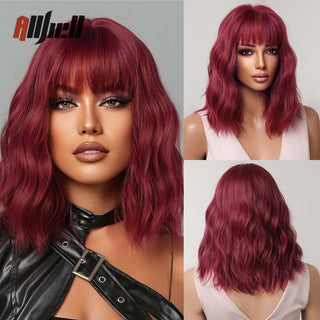 Ombre Brown Platinum Blonde Synthetic Wigs Short Straight Bob Wigs for Black Women Daily Natural Heat Resistant Hair Cosplay ALODIA STORE