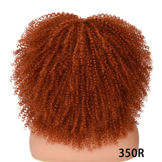 Short Hair Blonde Wigs Afro Kinky Curly Wig With Bangs For Black Women Cosplay Lolita Synthetic Natural Glueless Brown Mixed ALODIA STORE