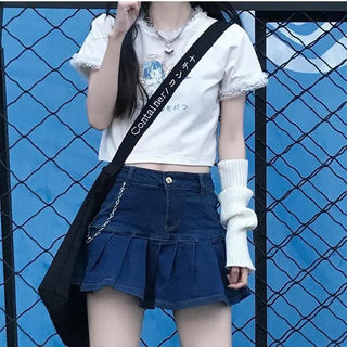 Women Teenage Kawaii Girl Crop Top T Shirt Korean Style Tshirt Short Tee Fairy Core Clothes Cute Fairycore Clothing Croptop ALODIA STORE