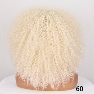 Short Hair Blonde Wigs Afro Kinky Curly Wig With Bangs For Black Women Cosplay Lolita Synthetic Natural Glueless Brown Mixed ALODIA STORE