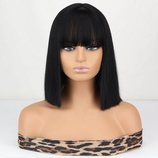 WERD Short Straight Bob Wigs for Women Synthetic wig with bangsPink Lolita Wigs Black  Blue Red Cosplay Wig ALODIA STORE