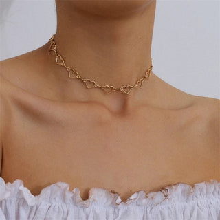 Kpop Vintage Harajuku Goth Metal Heart Neck Chains Choker Grunge Necklaces For Women Egirl Cosplay Aesthetic Accessories Jewelry ALODIA STORE