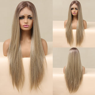 EASIHAIR Straight Blonde Lace Front Synthetic Wigs with Baby Hair Long Women's Lace Wigs High Density Natural Wig Heat Resistant ALODIA STORE
