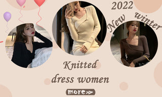 Elegant Long White Knitting Dress Women Winter V-Neck Long ALODIA STORE