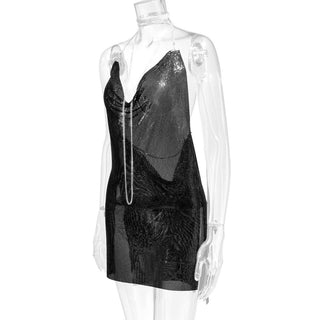 Sexy Backless y2k Metal Party Summer Dress Women Beach Night club Mini slip dress Glitter Sequin ladies Dresses Vestidos HL ALODIA STORE
