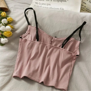 Sexy CropTop for Women Pink Cropped Clothes Femme Vintage Tube Tank Top Korean Streetwear Summer Club Lingerie ALODIA STORE