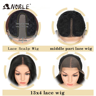 Noble Synthetic Lace Front Wig Long straight Hair 28 Inch Natural Wig Ombre Blonde Wig Heat Resistant Fiber Wigs For Black Women ALODIA STORE